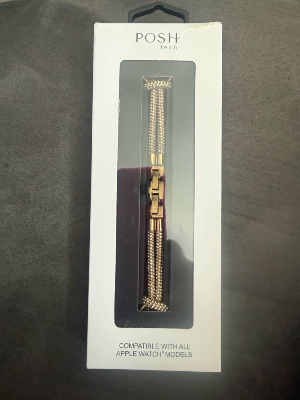 POSH Tech Gold Crystal Mesh Smartwatch Band for Apple Watch
